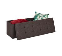 Relaxdays, marron Banquette, avec espace de rangement, pliable, rembourré, Avec grille de séparation, 120 L, Chambre, MDF, tissu, mousse, 1 élément