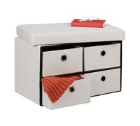 Relaxdays Banquette crème avec 4 tiroirs