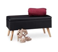 Relaxdays 10025734_46 Banc de Rangement Banquette, MDF, en Similicuir, Bois de pin, Noir, 40 x 80 x 39,5 cm