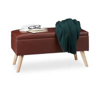 Relaxdays 10025734_93 Banc de Rangement, MDF, en Similicuir, Bois de pin, Marron, 40 x 80 x 39,5 cm