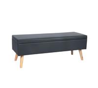 Banc Relaxdays, Espace de Rangement, rembourré, Similicuir, Bois, H x L x P : 40 x 110 x 40 cm, Banc Coffre Noir.