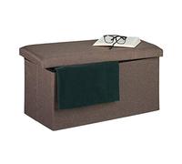 relaxdays Banquette, Espace de Rangement, Effet Lin, rembourré, entrée, Chambre à Coucher, Coffre HlP 38x76,5x38,5 cm