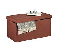relaxdays Banquette, Espace de Rangement, Effet Lin rembourré, entrée, Chambre à Coucher, coffreHlP 38x76,5x38,5 cm,Brun