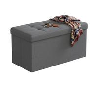 Banc Relaxdays, Rangement, Tissu, Pliable, rembourré, Couloir, Chambre, H x L x P 38 x 76 x 38 cm, Gris foncé