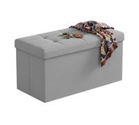 Banc Relaxdays, Rangement, Tissu, Pliable, rembourré, Couloir, Chambre, H x L x P 38 x 76 x 38 cm, Gris