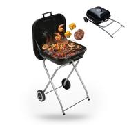 Relaxdays Barbecue charbon, couvercle et roues