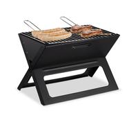 Relaxdays Barbecue pliable 10026545 - portable, charbon et foyer - Noir 30 x 45,5 x 30 cm