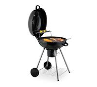 Relaxdays Barbecue Rond, Ø 53 cm, 2 grilles, thermomètre, cendrier, Gril à Charbon Mobile, BBQ sur Roues, Smoker, Noir