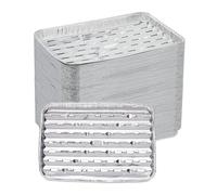 Relaxdays Barquette en Aluminium, lot Pratique de 100, avec Fentes, supportant jusqu'à 260°C, 34 x 22 cm, argenté