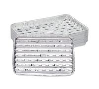Relaxdays Barquettes Alimentaires, Lot de 25, Fond troué, Max. 260°C, Barbecue, L x P : 34 x 22 cm, Aluminium, argenté