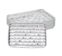 Relaxdays Barquettes Alimentaires, Lot de 25, Fond troué, Max. 260°C, Barbecue, L x P : 34 x 22 cm, Aluminium, argenté