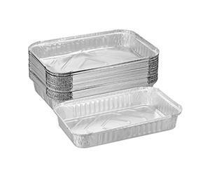 Relaxdays Barquettes Alimentaires, Lot de 25, récupération Graisse, Barbecue, L x P : 31 x 21 cm, Aluminium, argenté