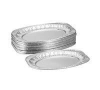 Relaxdays Barquettes Alimentaires, Lot de 25, récupération Graisse, Barbecue, L x P : 35 x 24 cm, Aluminium, argenté