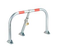 Relaxdays Barrière de parking pliable 3 points de fixation avec cadenas acier argenté 45x76x32 cm