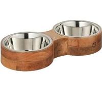 relaxdays Barre de gamelles pour chiens avec 2 gamelles