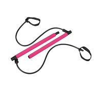 Relaxdays Barre de Pilates avec Bandes de résistance, entraînement Efficace à Domicile, Yoga, Fitness, Rose