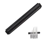 Relaxdays Barre magnétique, Lot de 10, Rangement Outils, à Aimant, Couteaux & ustensiles, Plastique, 33 cm de Largeur, Noir