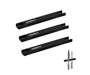 Relaxdays Barre magnétique, Lot de 3, Porte-ustensiles, Outils, 20 cm de Long, Range-Couteaux, Montage Mural, Noir