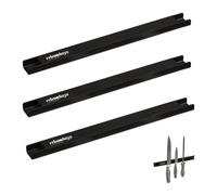 Relaxdays Barre magnétique, Lot de 3, Porte-Outils aimanté, Couteaux, ustensiles, 30 cm de Long, Montage Mural, Noir