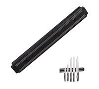 Relaxdays Barre magnétique, rangement outils, à aimant, couteaux & ustensiles, plastique, 33 cm de largeur, noir