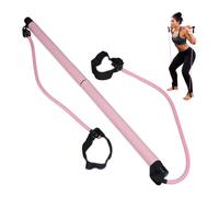 Relaxdays Barre Pilates avec 2 Bandes de résistance avec Boucles pour Les Pieds, kit de Pilates, Rose