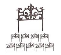 Relaxdays Barrière de Jardin, 10 éléments, Design Vintage, à Planter, Chaque élément H x L : 27 x 27 cm, Marron