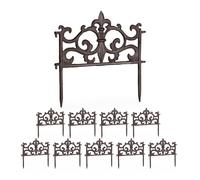 Relaxdays Barrière de Jardin, 10 éléments, Design Vintage, à Planter, Chaque élément H x L : 27 x 27 cm, Marron