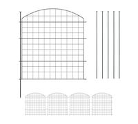 Relaxdays Barrière de jardin, clôture métallique, piquets à planter, 5 éléments chacun H x L : 78 x 75 cm, noire