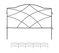Relaxdays Barrière de Jardin décorative en métal (Fer), à Planter, 6 éléments chacun HL 46 x 61 cm, Noire