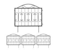 Relaxdays Barrière de Jardin décorative en métal (Fer), à Planter, Jolies Courbes, 4 éléments chacun HL 60x60 cm, Noire