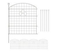 Relaxdays Barrière de Jardin, métallique, piquets à Planter, 5 éléments chacun H x L : 78 x 76 cm, Marron