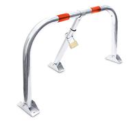 Relaxdays Barrière de parking pliable 3 points de fixation avec cadenas acier argenté 45x76x32 cm