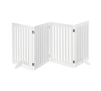 Relaxdays Barrière de protection pliable, grillage réglable pour chiens, MDF 70 x 206,5 cm, blanc