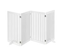 Relaxdays 10027513_1089 Grillage de Protection Bois, Barrière réglable pour Chiens, Enfants, Cheminée et Four, 91,5 x 204,5cm, MDF, Blanc, 5 x 30 cm