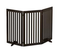 Relaxdays Barrière de sécurité, H x L : 92 x 154 cm, avec Pieds, Pliable, Autonome, pour Chiens, Marron