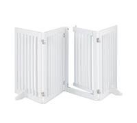 Relaxdays Barrière de sécurité Non Fixe, Pliable, avec Porte et Pieds, H x L : 70 x 207 cm, pour Chiens, Blanche
