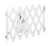 Relaxdays Barrière de sécurité pour Chiens, Jusqu’à 108,5 cm, 47,5-60 cm de Haut, Bambou, escaliers & Porte, Blanc