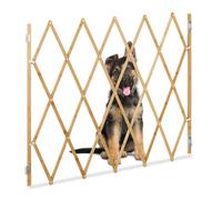 Relaxdays Barrière de sécurité pour Chiens, Jusqu’à 130 cm, 87,5-100 cm de Haut, Bambou, escaliers & Porte, Nature