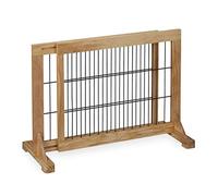 Relaxdays Barrière de sécurité, Extensible, escaliers et Portes, HxL : env. 56x70-115 cm, pour Enfants & Chiens, Nature