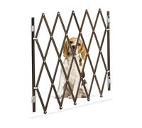 Relaxdays Barrière de sécurité Extensible Jusqu’à 118 cm, Chiens, 69-82,5 cm de Haut, Bambou, escaliers & Porte, Marron