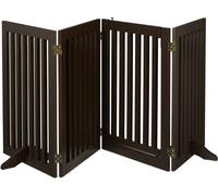 relaxdays Barrière de sécurité marron avec porte en 4 parties