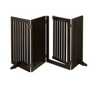 Relaxdays Barrière de sécurité non fixe, pliable, avec porte et pieds, H x L : 70 x 207 cm, pour chiens, marron