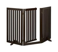 Relaxdays Barrière de sécurité Non Fixe, Porte, Pliable, Pieds, H x L : 92 x 154 cm, pour Chiens, Marron