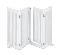 Relaxdays Barrière de sécurité non fixe, porte, pliable, pieds, H x L : 92 x 206 cm, pour chiens, blanche