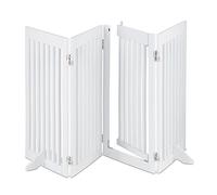 Relaxdays Barrière de sécurité Non Fixe, Porte, Pliable, Pieds, H x L : 92 x 206 cm, pour Chiens, Blanche