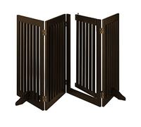 Relaxdays Barrière de sécurité Non Fixe, Porte, Pliable, Pieds, H x L : 92 x 207 cm, pour Chiens, Marron