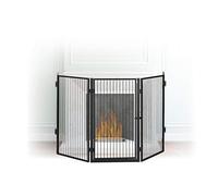 Relaxdays Barrière de sécurité pare-feu de cheminée grille enfant métal 5 pièces en acier, noir,1.3 x 220 x 76 cm