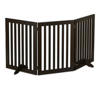 Relaxdays - Barrière De Sécurité, Pliable, Autonome, H X L : 70 X 154 Cm, Avec Pieds, Pour Chiens, Marron