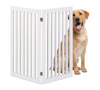 Relaxdays Barrière de sécurité pour Chiens, HxL : 91,5 x 103 cm, MDF, Portail de sécurité, Pliable, Blanche