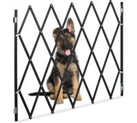 Relaxdays barrière de sécurité pour chiens, extensible jusqu'à 130 cm, hauteur 87,5-100 cm, bambou, barrière de protection pour chiens, escalier & porte, noir